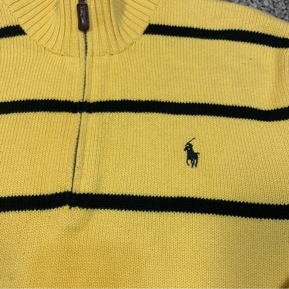 Polo Ralph Lauren VTG Quarter Zip Pullover Striped Cotton Sweater - Picture 6 of 13